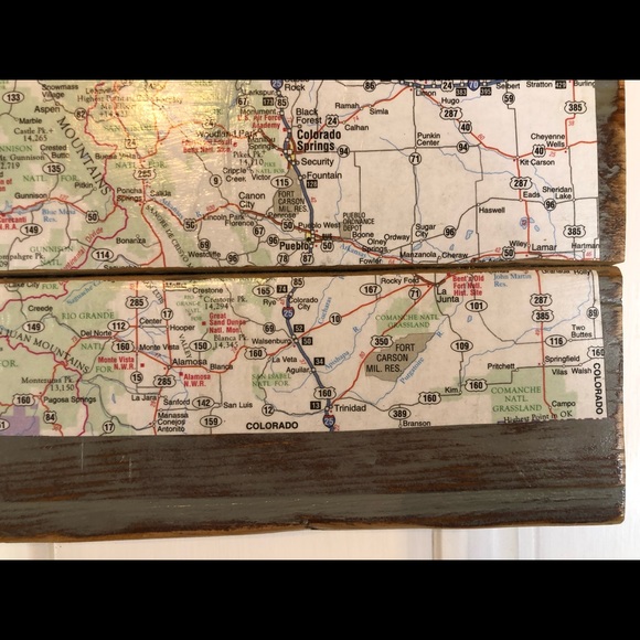 CLEARANCE Colorado Map Decoupage Eco Recycled Wall Travel Art - Picture 3 of 6